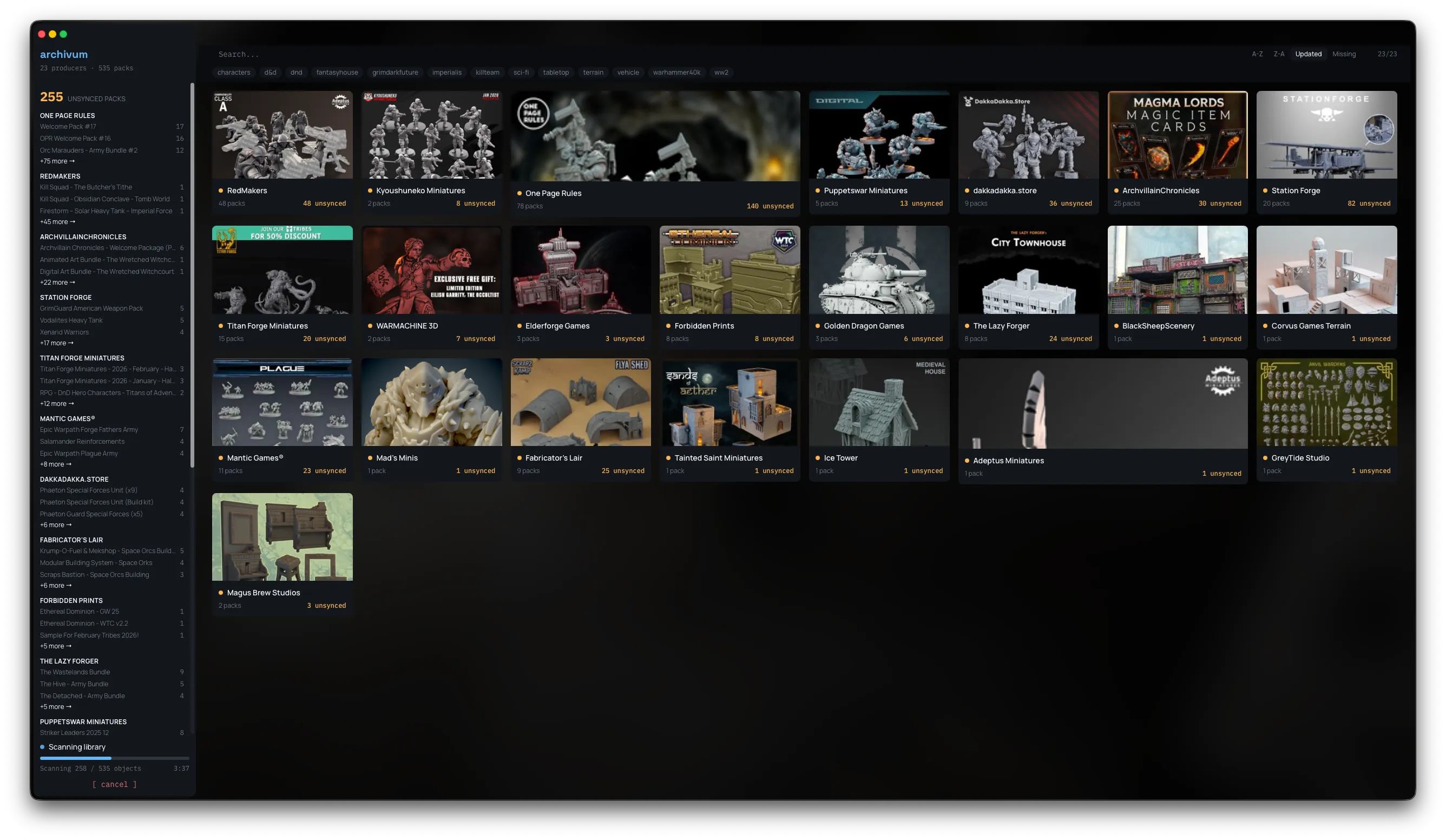 Archivum library sync screenshot