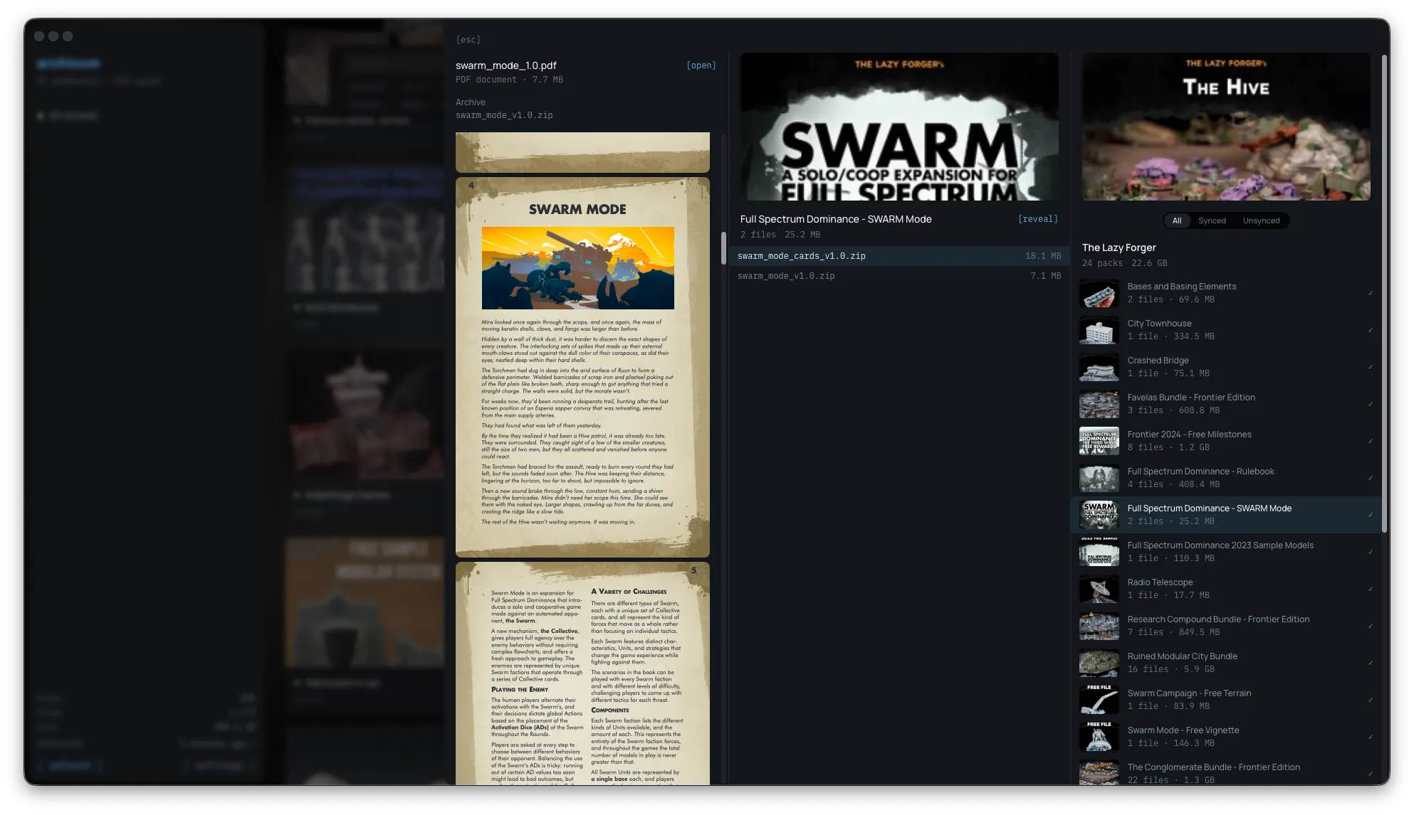 Archivum PDF preview panel embedded in browsing workflow